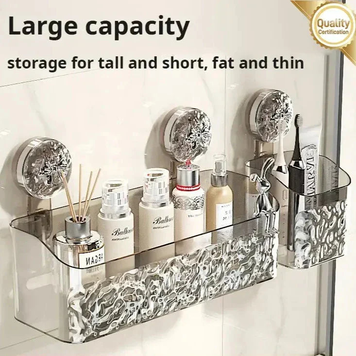 Estante de pared práctico sin perforación para el baño