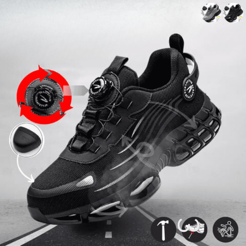 ヘンナー Z90 超軽量で耐摩耗性の安全靴、スチールトウ付き回転バックル